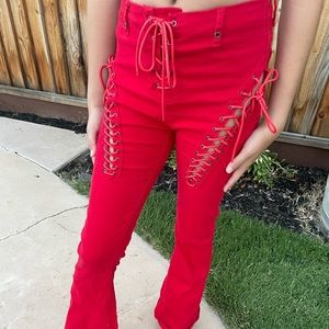 Edikted red trendy pants